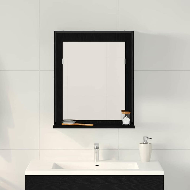 vidaXL Fürdőszobai tükör polcokkal Musta tammi 50 x 12 x 60 cm Faanyag