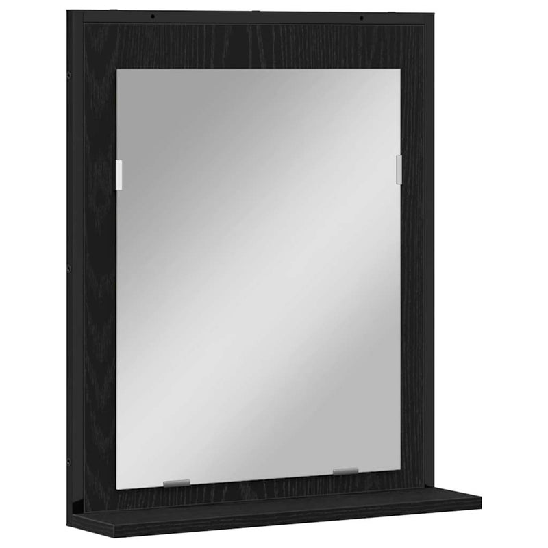 vidaXL Fürdőszobai tükör polcokkal Musta tammi 50 x 12 x 60 cm Faanyag