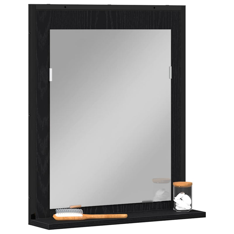 vidaXL Fürdőszobai tükör polcokkal Musta tammi 50 x 12 x 60 cm Faanyag