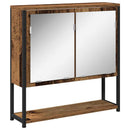 vidaXL Tükörszekrény polcokkal ajtóval Öreg fa 60 x 16 x 60 cm Faanyag