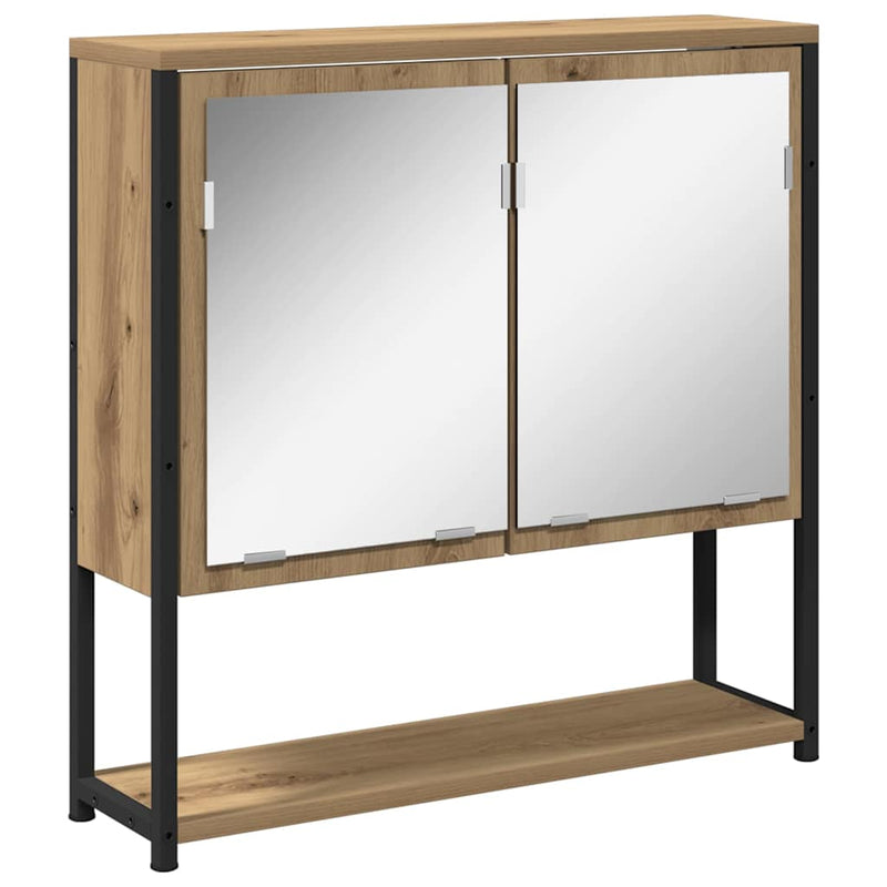 vidaXL Fürdőszobai tükrös szekrény kézműves tölgy 60 x 16 x 60 cm