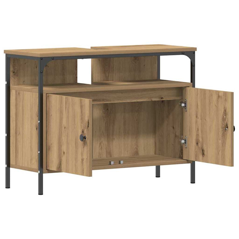 vidaXL Fürdőszobai tükrös szekrény kézműves tölgy 60 x 16 x 60 cm