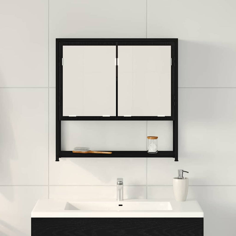 vidaXL Fürdőszobai tükrös szekrény Musta tammi 60 x 16 x 60 cm Faanyag