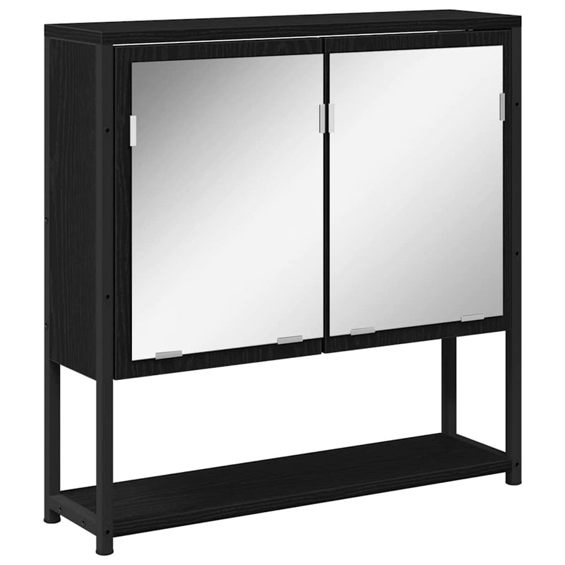 vidaXL Fürdőszobai tükrös szekrény Musta tammi 60 x 16 x 60 cm Faanyag