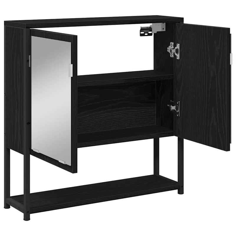 vidaXL Fürdőszobai tükrös szekrény Musta tammi 60 x 16 x 60 cm Faanyag