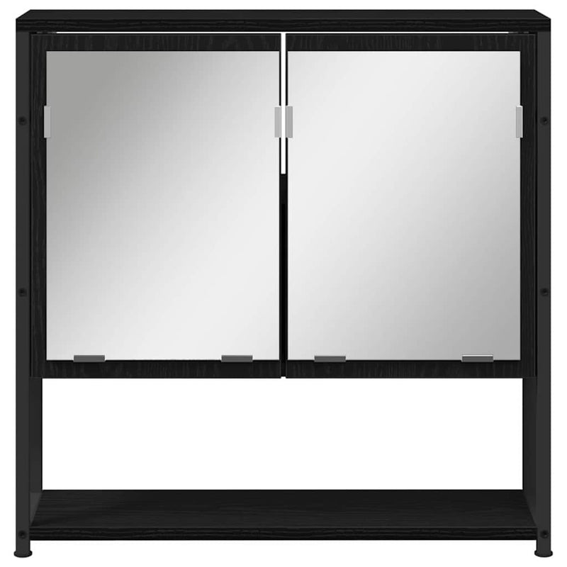 vidaXL Fürdőszobai tükrös szekrény Musta tammi 60 x 16 x 60 cm Faanyag