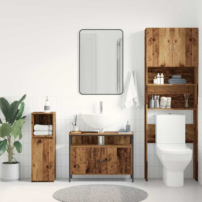 vidaXL Fürdőszobai mosdószekrény Régi fa 80 x 30 x 60 cm Faanyag