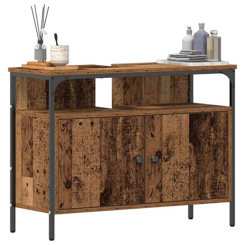 vidaXL Fürdőszobai mosdószekrény Régi fa 80 x 30 x 60 cm Faanyag