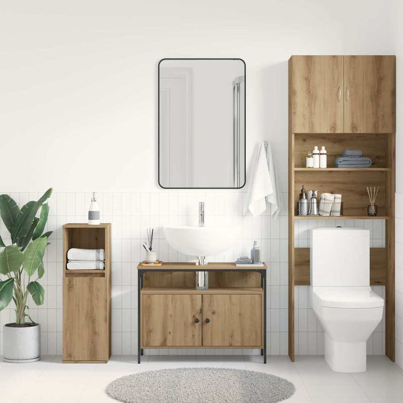 vidaXL Fürdőszobai mosdószekrény kézműves tölgy 80 x 30 x 60 cm