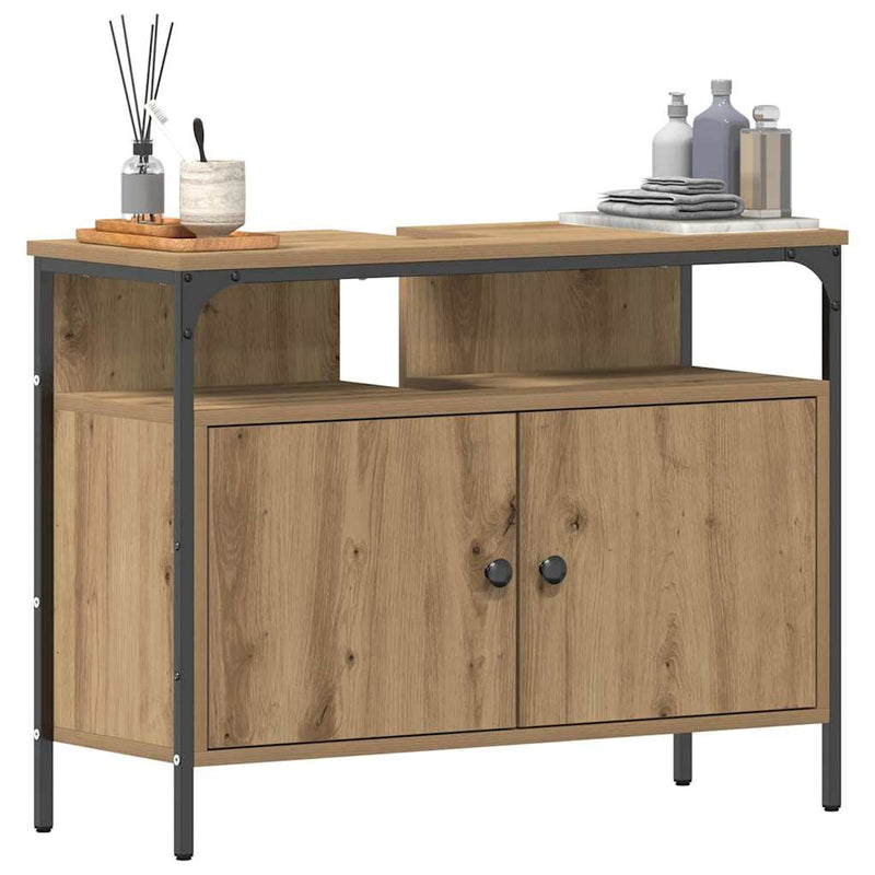 vidaXL Fürdőszobai mosdószekrény kézműves tölgy 80 x 30 x 60 cm