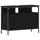 vidaXL Fürdőszobai mosdószekrény Musta tammi 80 x 30 x 60 cm Faanyag