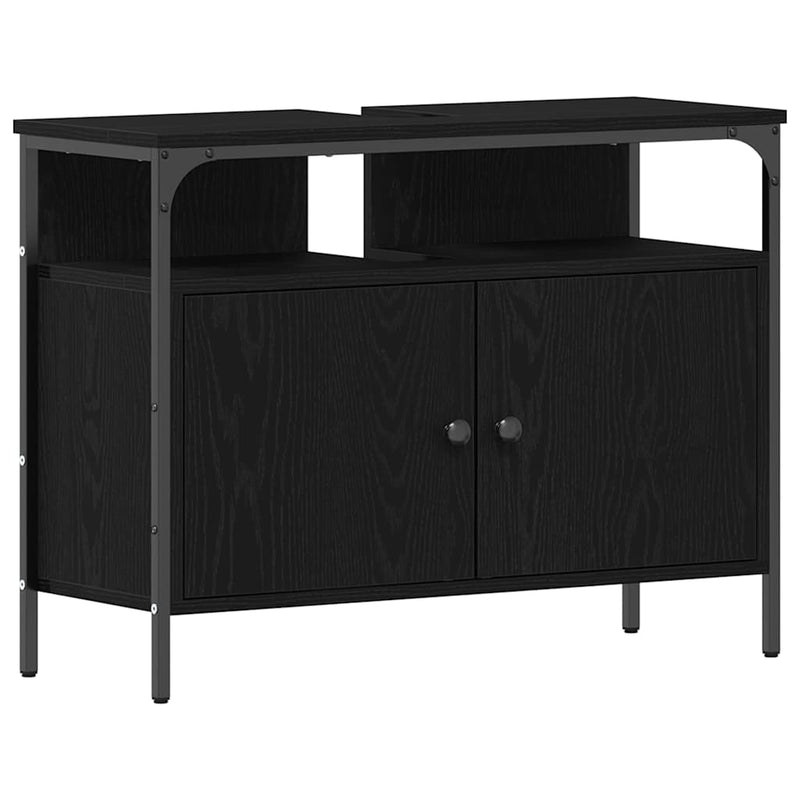 vidaXL Fürdőszobai mosdószekrény Musta tammi 80 x 30 x 60 cm Faanyag