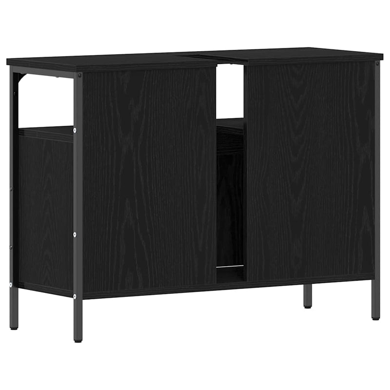 vidaXL Fürdőszobai mosdószekrény Musta tammi 80 x 30 x 60 cm Faanyag