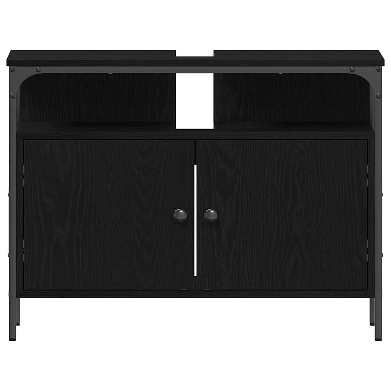 vidaXL Fürdőszobai mosdószekrény Musta tammi 80 x 30 x 60 cm Faanyag