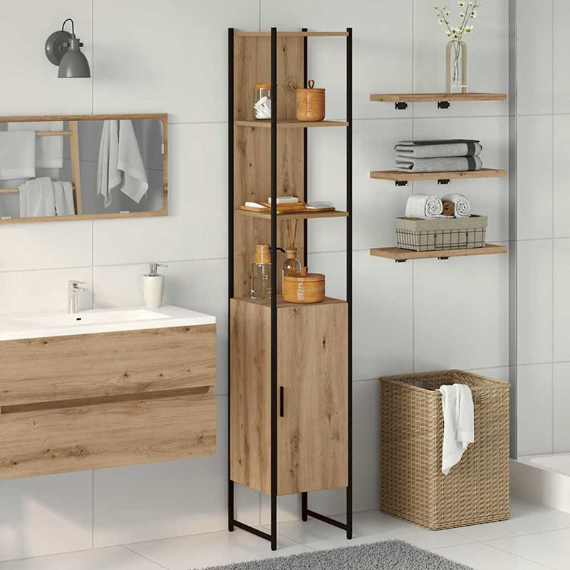 vidaXL Fürdőszoba Székény kézműves tölgy 33 x 33 x 185.5 cm Faanyag