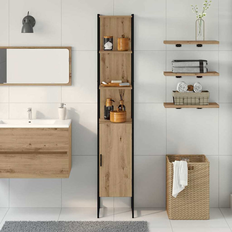 vidaXL Fürdőszoba Székény kézműves tölgy 33 x 33 x 185.5 cm Faanyag