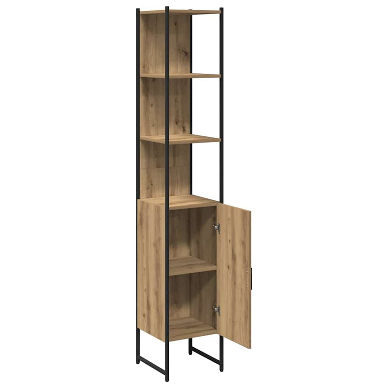 vidaXL Fürdőszoba Székény kézműves tölgy 33 x 33 x 185.5 cm Faanyag