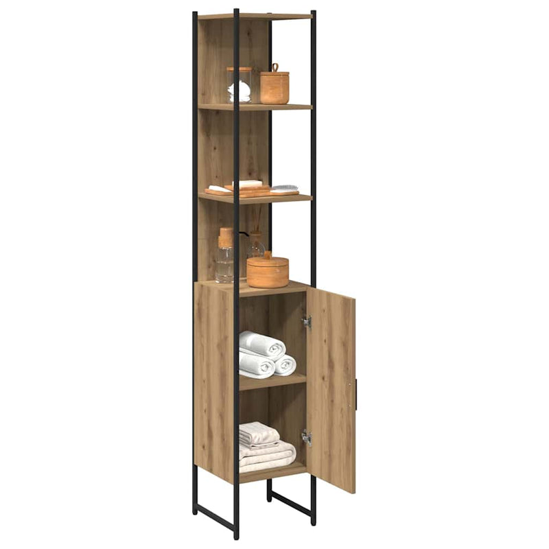 vidaXL Fürdőszoba Székény kézműves tölgy 33 x 33 x 185.5 cm Faanyag