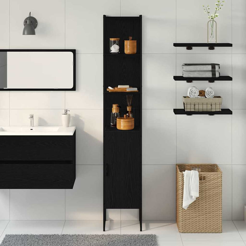 vidaXL Fürdőszoba Székény Musta tammi 33 x 33 x 185.5 cm Faanyag