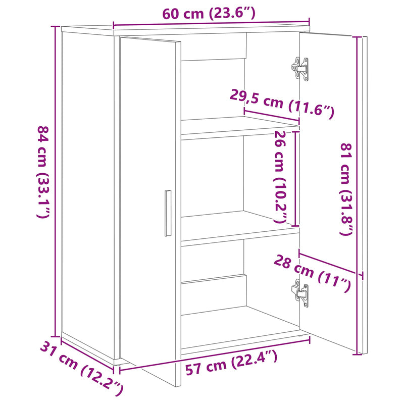 vidaXL Széf kézműves tölgy 60 x 31 x 84 cm Faanyag