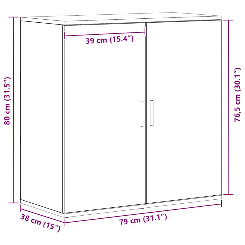 vidaXL Széf Régi fa 79 x 38 x 80 cm Faanyag