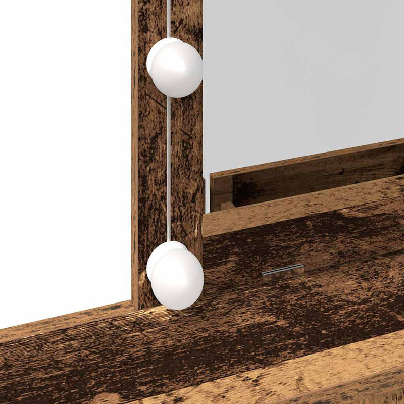 vidaXL Sminktükör fiókkal polcokkal Öreg fa 80 x 41 x 144,5 cm Faanyag