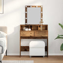 vidaXL Sminktükör fiókkal polcokkal Öreg fa 80 x 41 x 144,5 cm Faanyag