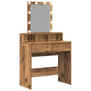 vidaXL Sminktükör fiókkal polcokkal Öreg fa 80 x 41 x 144,5 cm Faanyag