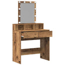 vidaXL Sminktükör fiókkal polcokkal Öreg fa 80 x 41 x 144,5 cm Faanyag