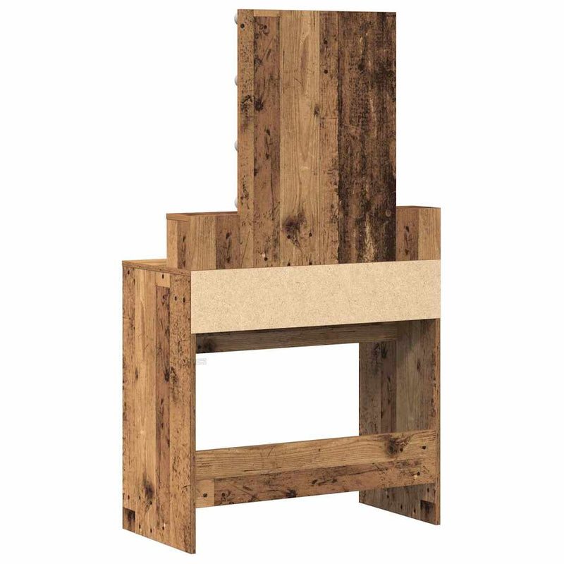 vidaXL Sminktükör fiókkal polcokkal Öreg fa 80 x 41 x 144,5 cm Faanyag