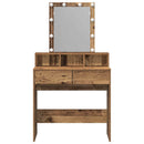 vidaXL Sminktükör fiókkal polcokkal Öreg fa 80 x 41 x 144,5 cm Faanyag