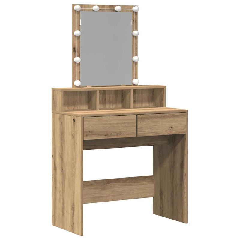 vidaXL Sminktükör fiókkal kézműves tölgy 80 x 41 x 144,5 cm Faanyag