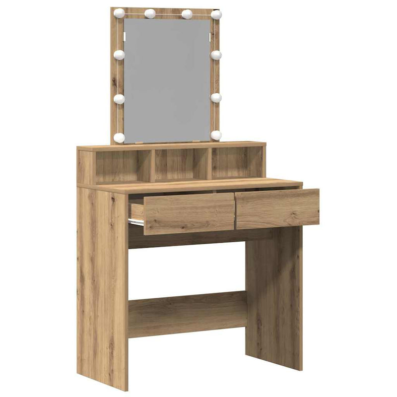 vidaXL Sminktükör fiókkal kézműves tölgy 80 x 41 x 144,5 cm Faanyag