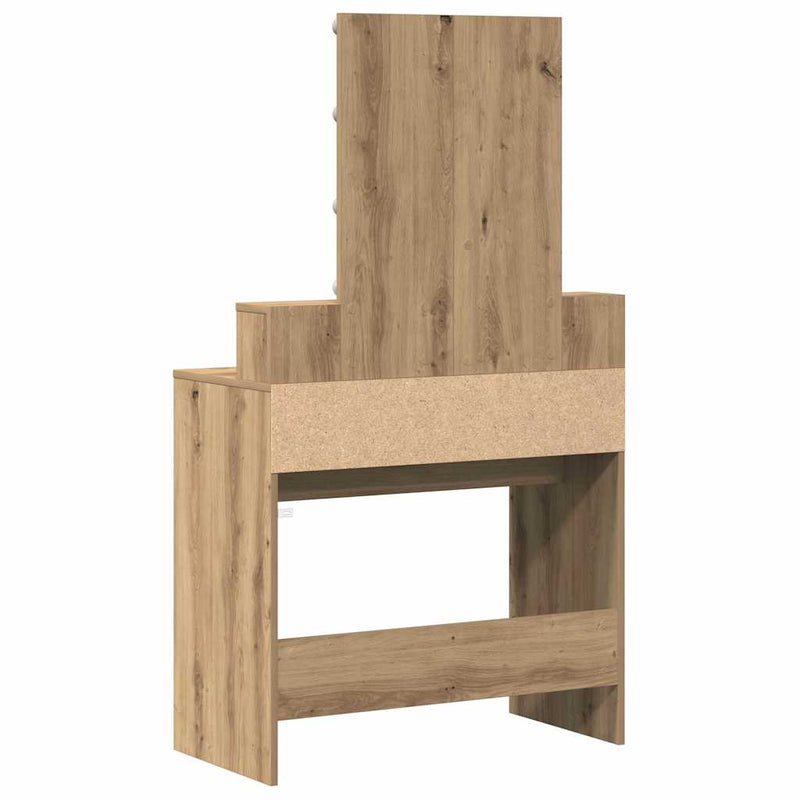 vidaXL Sminktükör fiókkal kézműves tölgy 80 x 41 x 144,5 cm Faanyag