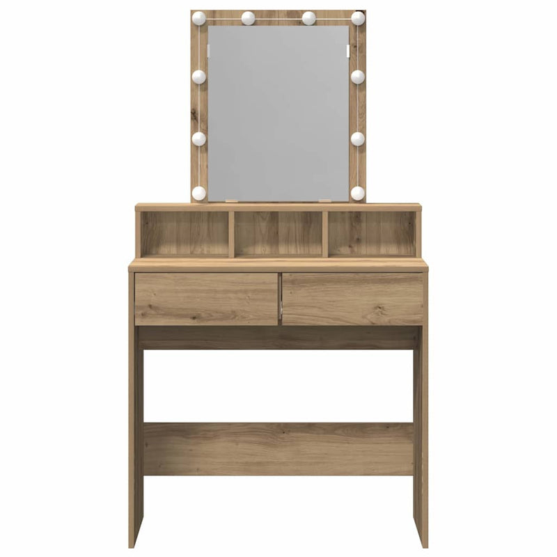 vidaXL Sminktükör fiókkal kézműves tölgy 80 x 41 x 144,5 cm Faanyag