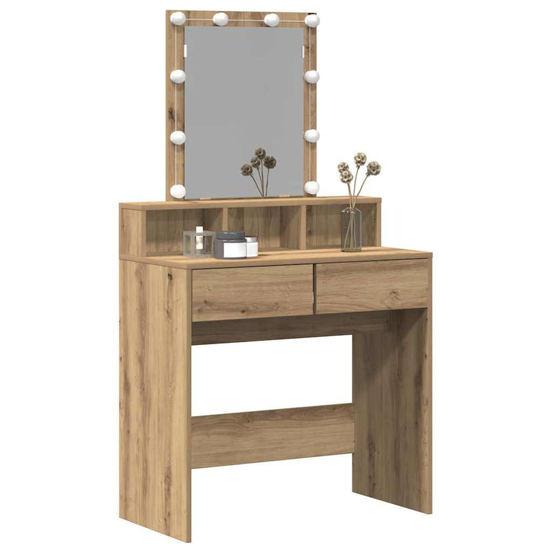 vidaXL Sminktükör fiókkal kézműves tölgy 80 x 41 x 144,5 cm Faanyag