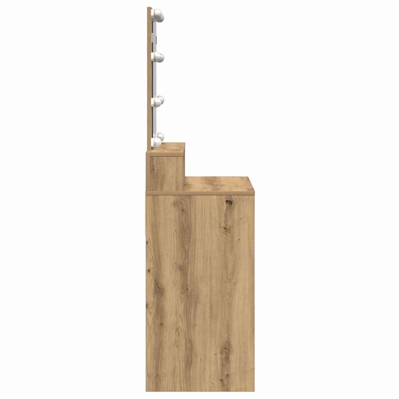 vidaXL Sminktükör fiókkal kézműves tölgy 80 x 41 x 144,5 cm Faanyag