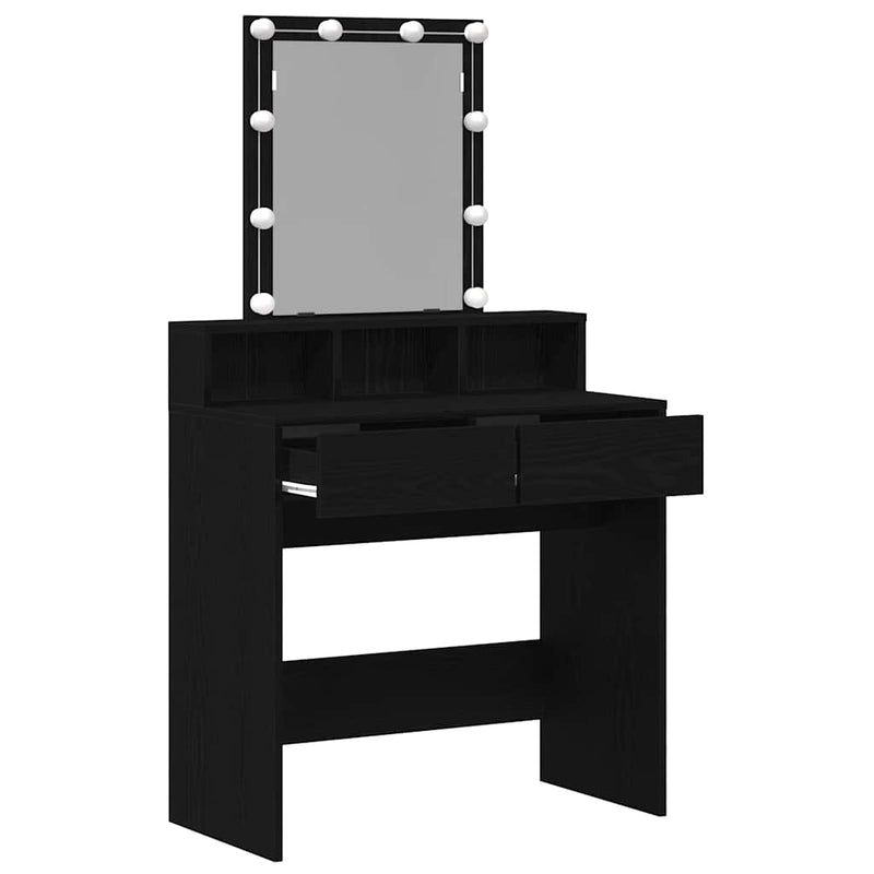 vidaXL Sminktükör fiókkal Musta tammi 80 x 41 x 144,5 cm Faanyag