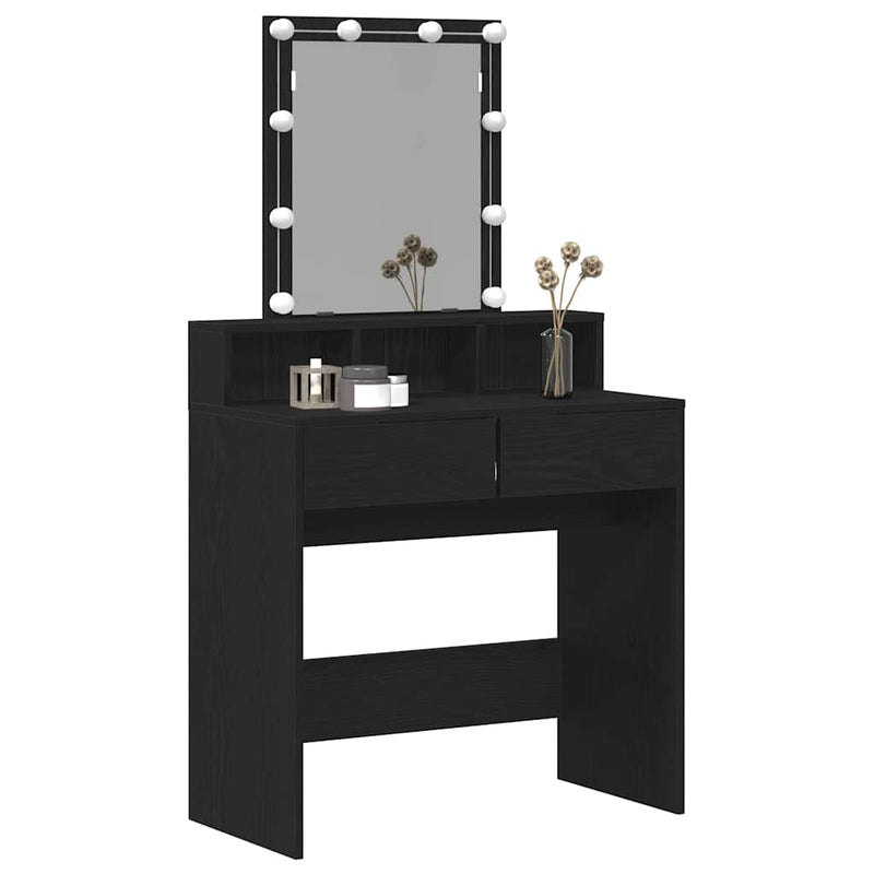 vidaXL Sminktükör fiókkal Musta tammi 80 x 41 x 144,5 cm Faanyag