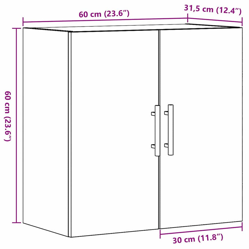 vidaXL Fali Szekrény Régi fa 60 x 31 x 60 cm Faanyag