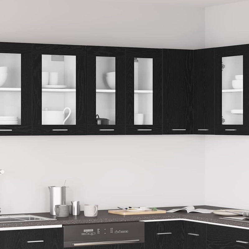 vidaXL Függő üveg szekrény Riga Musta tammi 60 x 31 x 60 cm Faanyag
