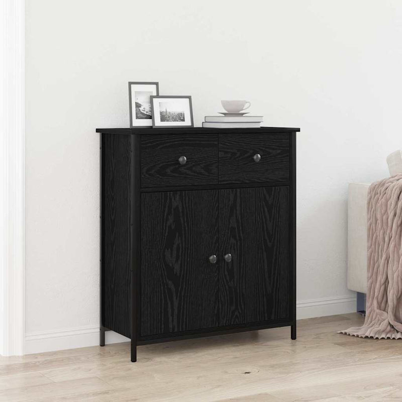 vidaXL Széf fiókkal Musta tammi 70 x 30 x 80 cm Faanyag