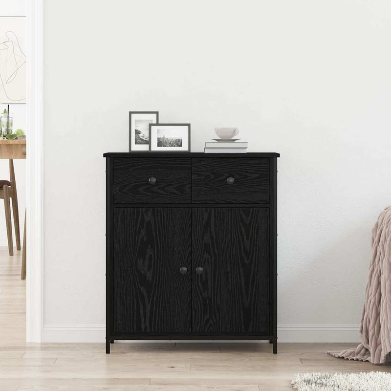 vidaXL Széf fiókkal Musta tammi 70 x 30 x 80 cm Faanyag