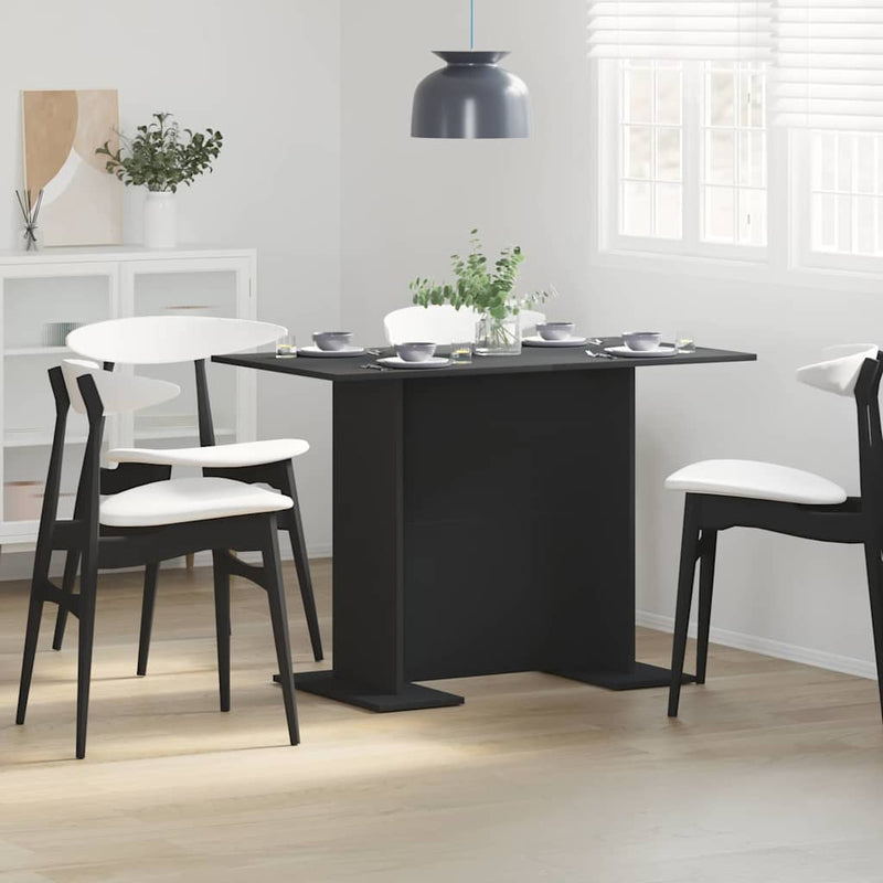 vidaXL Étkezőasztal Fekete 110 x 60 x 75 cm Faanyag