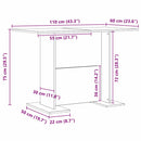 vidaXL Étkezőasztal Beton szürke 110 x 60 x 75 cm Faanyag