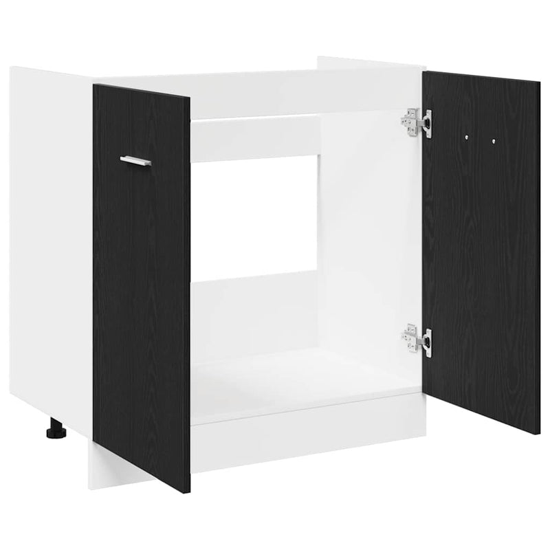 vidaXL fekete tölgyfa mosogató alsó szekrény 80 x 46 x 81,5 cm