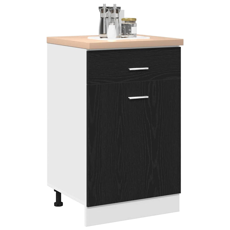 vidaXL Fiókos szekrény fiókkal Musta tammi 50 x 46 x 81.5 cm Faanyag