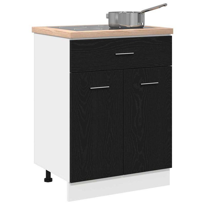 vidaXL Fiók Alap Szekrény Musta tammi 60 x 46 x 81.5 cm Faanyag