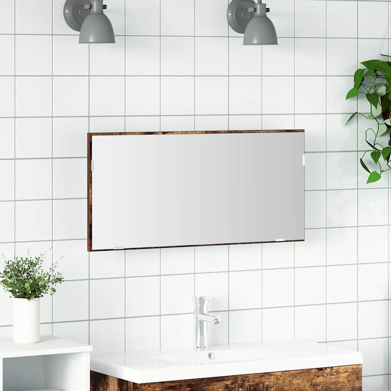vidaXL Fürdőszobai tükör tükörrel Barna 80 x 8.5 x 37 cm Faanyag