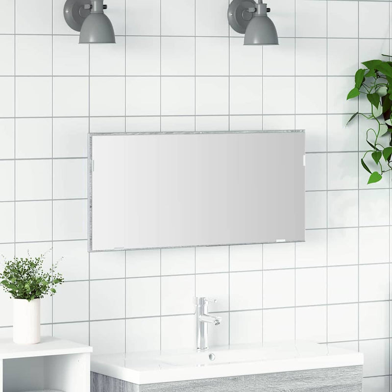 vidaXL Fürdőszobai tükör Magas szürke sonoma 80 x 8.5 x 37 cm Faanyag
